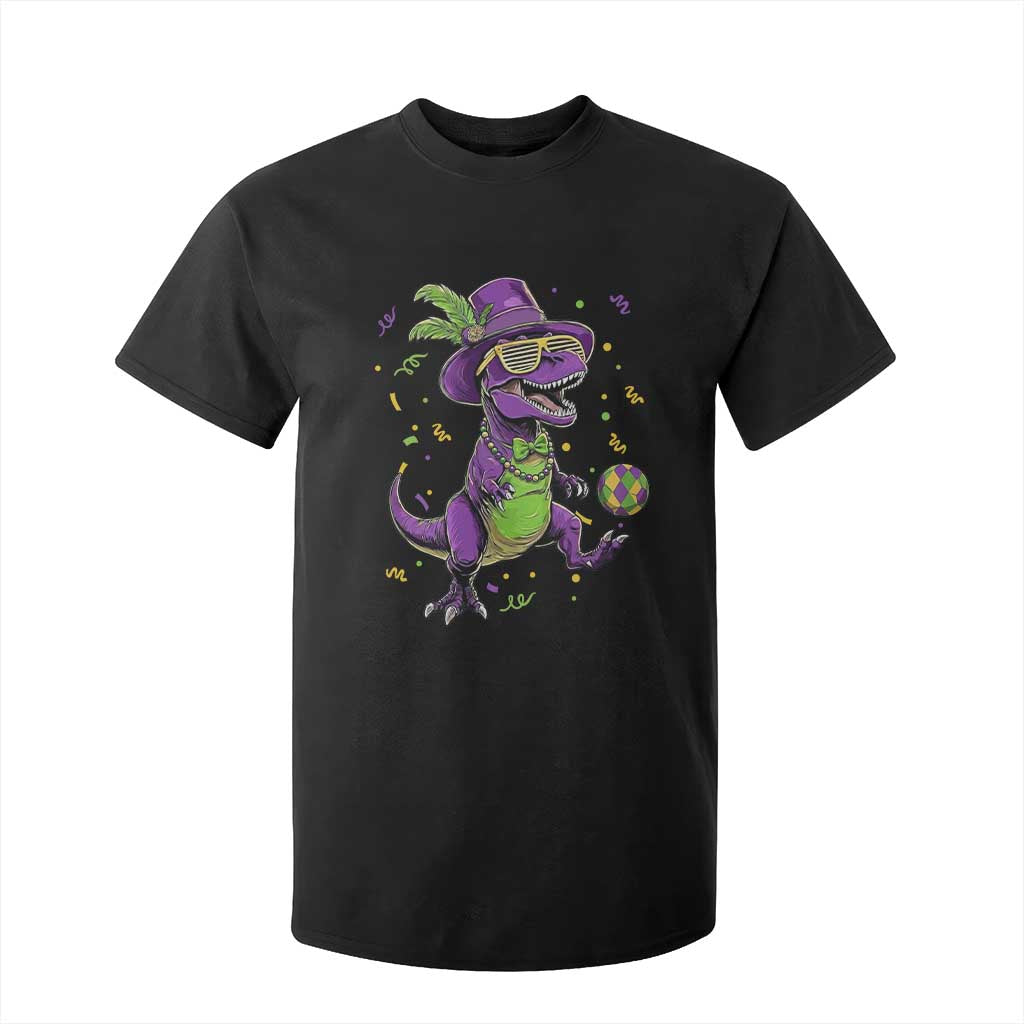 Funny Mardi Gras Dinosaur Playing Soccer T Shirt For Kid TS12 Black Print Your Wear