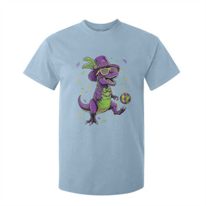 Funny Mardi Gras Dinosaur Playing Soccer T Shirt For Kid TS12 Light Blue Print Your Wear