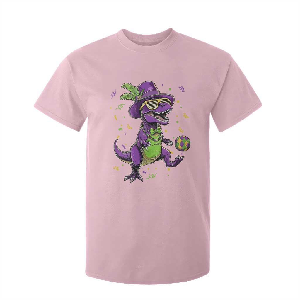 Funny Mardi Gras Dinosaur Playing Soccer T Shirt For Kid TS12 Light Pink Print Your Wear