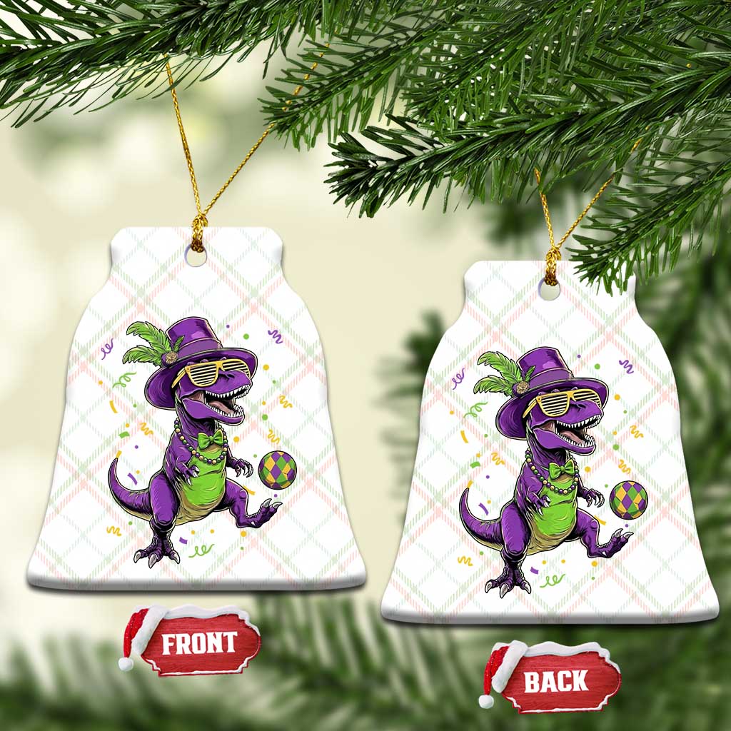Funny Mardi Gras Dinosaur Playing Soccer Ceramic Ornament TS12 Print Your Wear