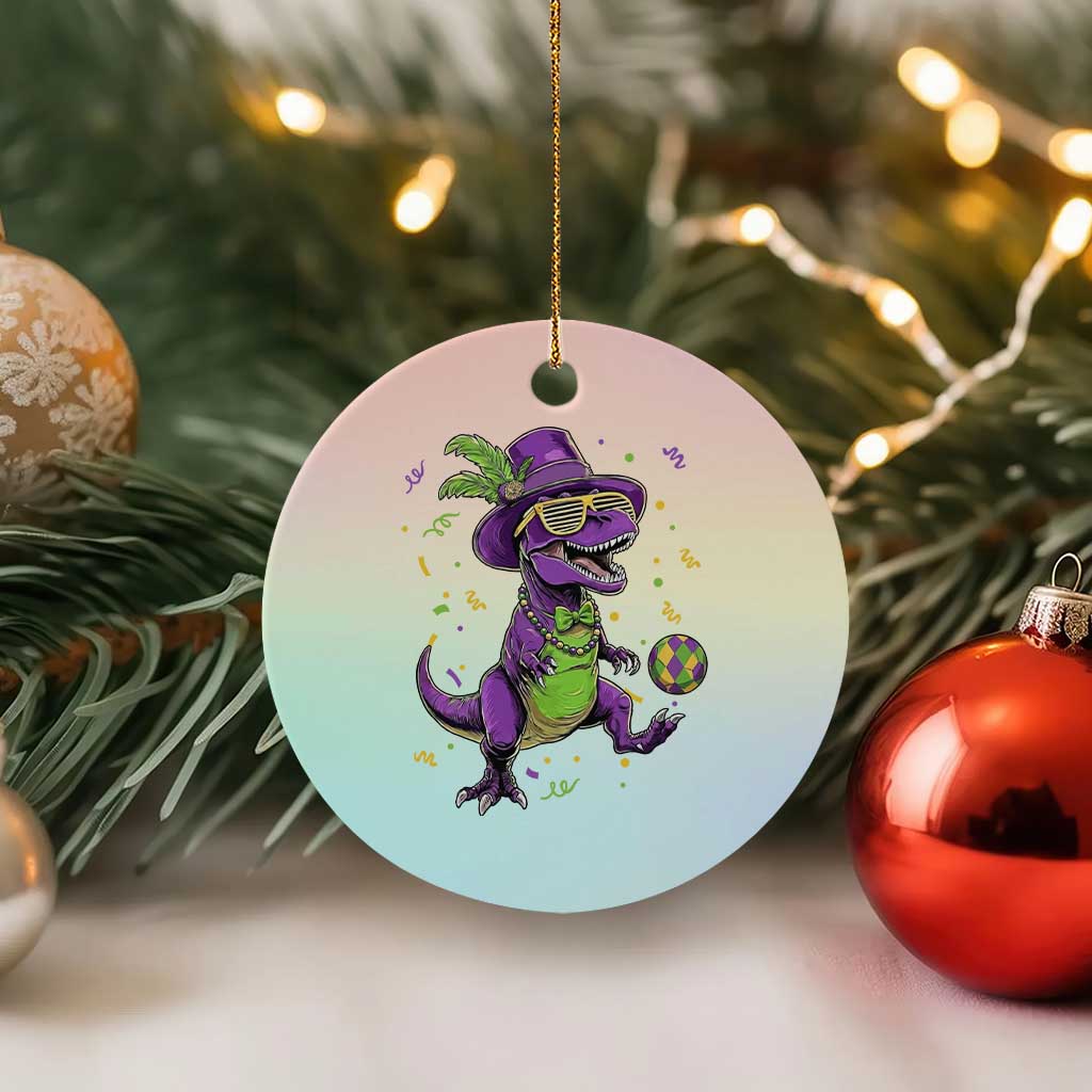 Funny Mardi Gras Dinosaur Playing Soccer Ceramic Ornament TS12 1pc Pastel Print Your Wear