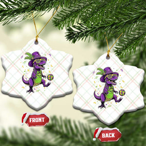 Funny Mardi Gras Dinosaur Playing Soccer Ceramic Ornament TS12 Print Your Wear