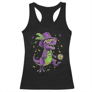 Funny Mardi Gras Dinosaur Playing Soccer Racerback Tank Top TS12 Black Print Your Wear