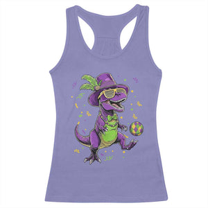 Funny Mardi Gras Dinosaur Playing Soccer Racerback Tank Top TS12 Violet Print Your Wear