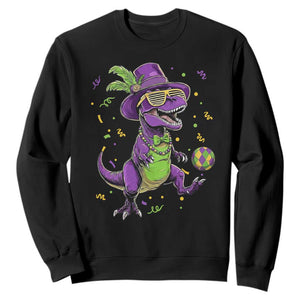 Funny Mardi Gras Dinosaur Playing Soccer Sweatshirt TS12 Black Print Your Wear