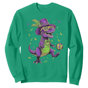 Funny Mardi Gras Dinosaur Playing Soccer Sweatshirt TS12 Irish Green Print Your Wear