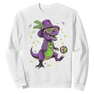 Funny Mardi Gras Dinosaur Playing Soccer Sweatshirt TS12 White Print Your Wear