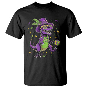 Funny Mardi Gras Dinosaur Playing Soccer T Shirt TS12 Black Print Your Wear