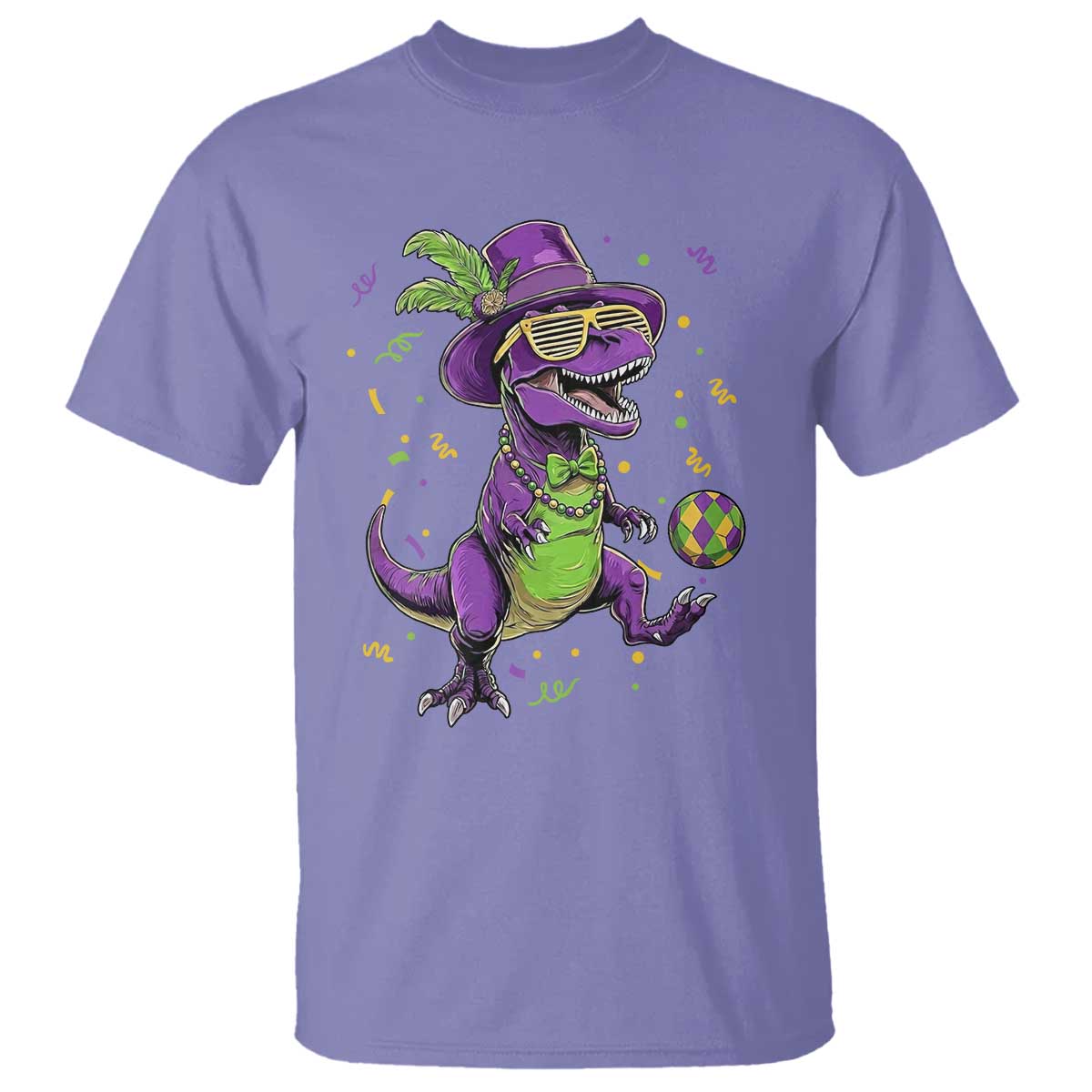 Funny Mardi Gras Dinosaur Playing Soccer T Shirt TS12 Violet Print Your Wear