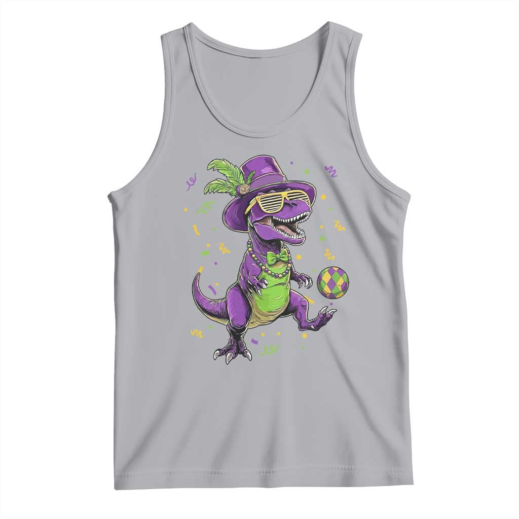 Funny Mardi Gras Dinosaur Playing Soccer Tank Top TS12 Athletic Heather Print Your Wear