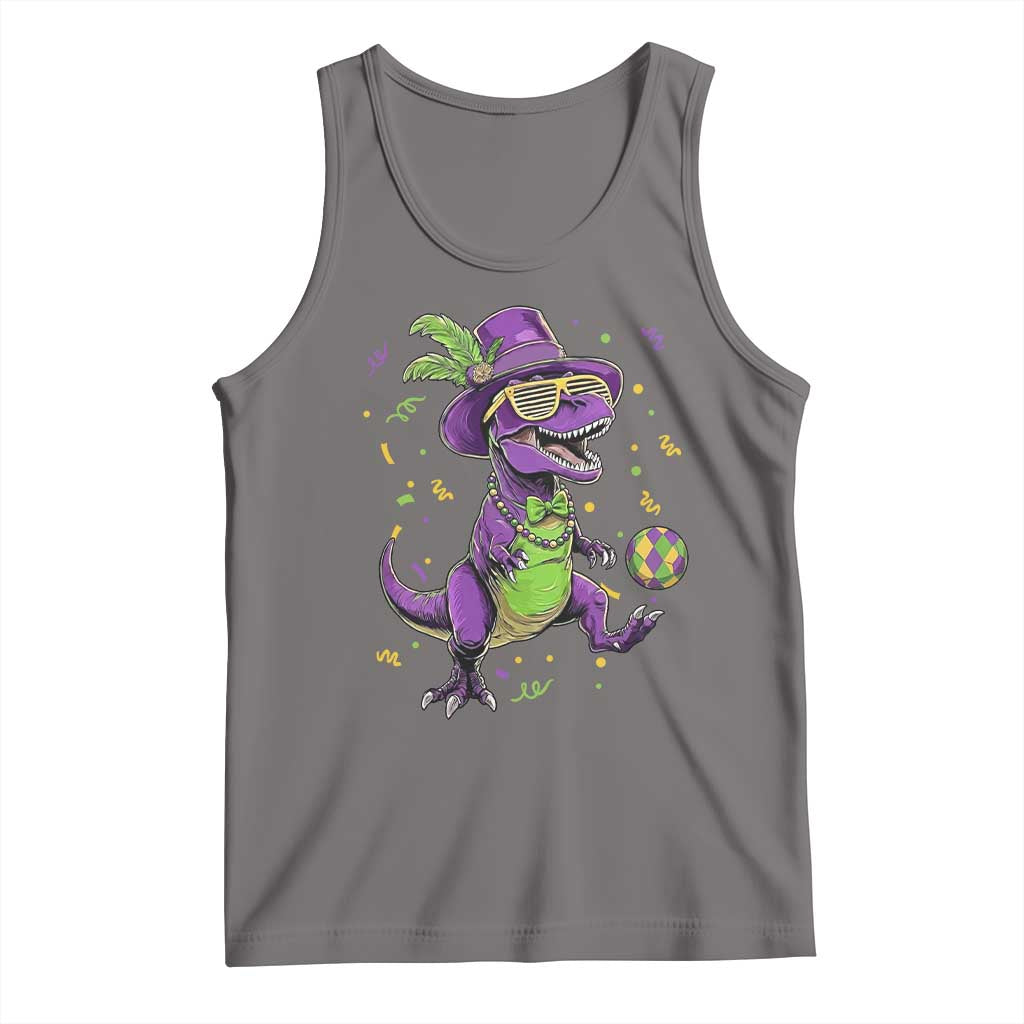 Funny Mardi Gras Dinosaur Playing Soccer Tank Top TS12 Deep Heather Print Your Wear
