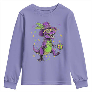 Funny Mardi Gras Dinosaur Playing Soccer Youth Sweatshirt TS12 Violet Print Your Wear