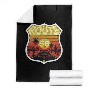 Retro Route Highway 66 Throw Blanket Vintage Americana Road Trip TS12 Black Print Your Wear