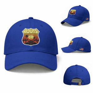 Retro Route Highway 66 Baseball Cap Vintage Americana Road Trip TS12 Baseball Cap Universal Fit Royal Blue Print Your Wear