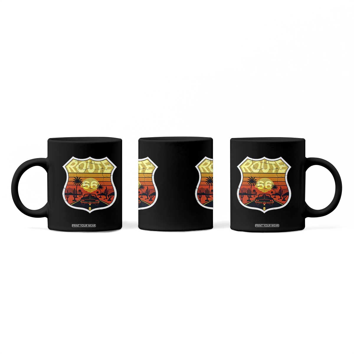 Retro Route Highway 66 Coffee Mug Vintage Americana Road Trip TS12 Print Your Wear
