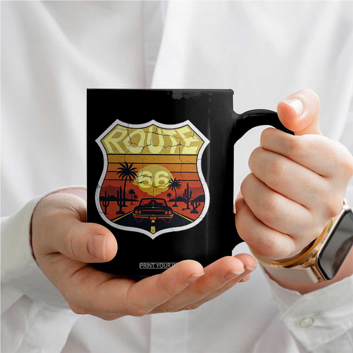 Retro Route Highway 66 Coffee Mug Vintage Americana Road Trip TS12 Print Your Wear