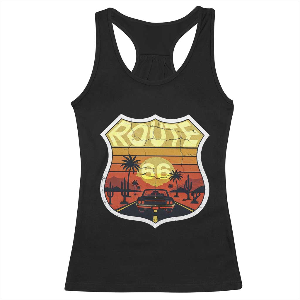 Retro Route Highway 66 Racerback Tank Top Vintage Americana Road Trip TS12 Black Print Your Wear