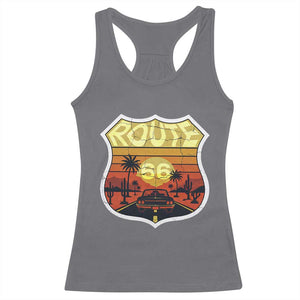 Retro Route Highway 66 Racerback Tank Top Vintage Americana Road Trip TS12 Charcoal Print Your Wear