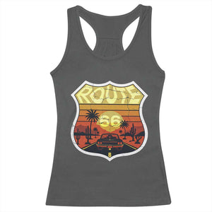 Retro Route Highway 66 Racerback Tank Top Vintage Americana Road Trip TS12 Dark Heather Print Your Wear