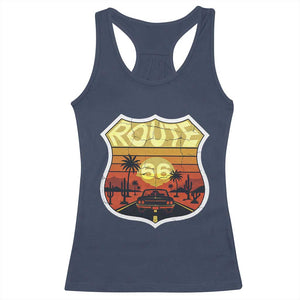 Retro Route Highway 66 Racerback Tank Top Vintage Americana Road Trip TS12 Navy Print Your Wear