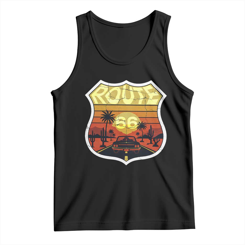 Retro Route Highway 66 Tank Top Vintage Americana Road Trip TS12 Black Print Your Wear