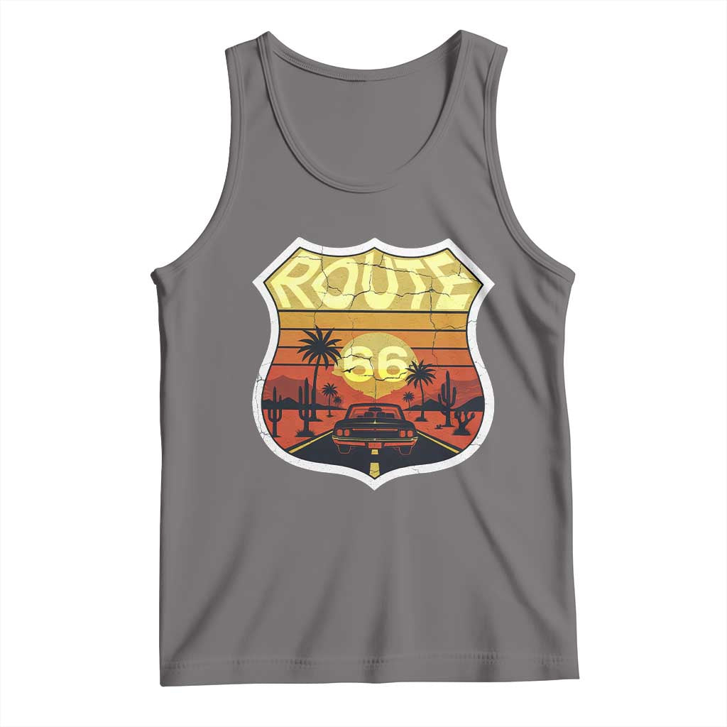 Retro Route Highway 66 Tank Top Vintage Americana Road Trip TS12 Deep Heather Print Your Wear