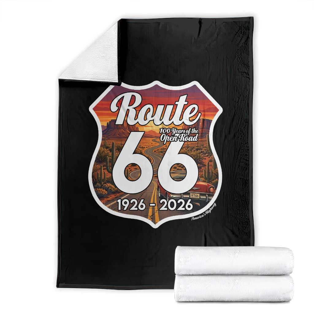 Route Highway 66 Centennial Throw Blanket Vintage Distressed Americas Highway TS12 Black Print Your Wear