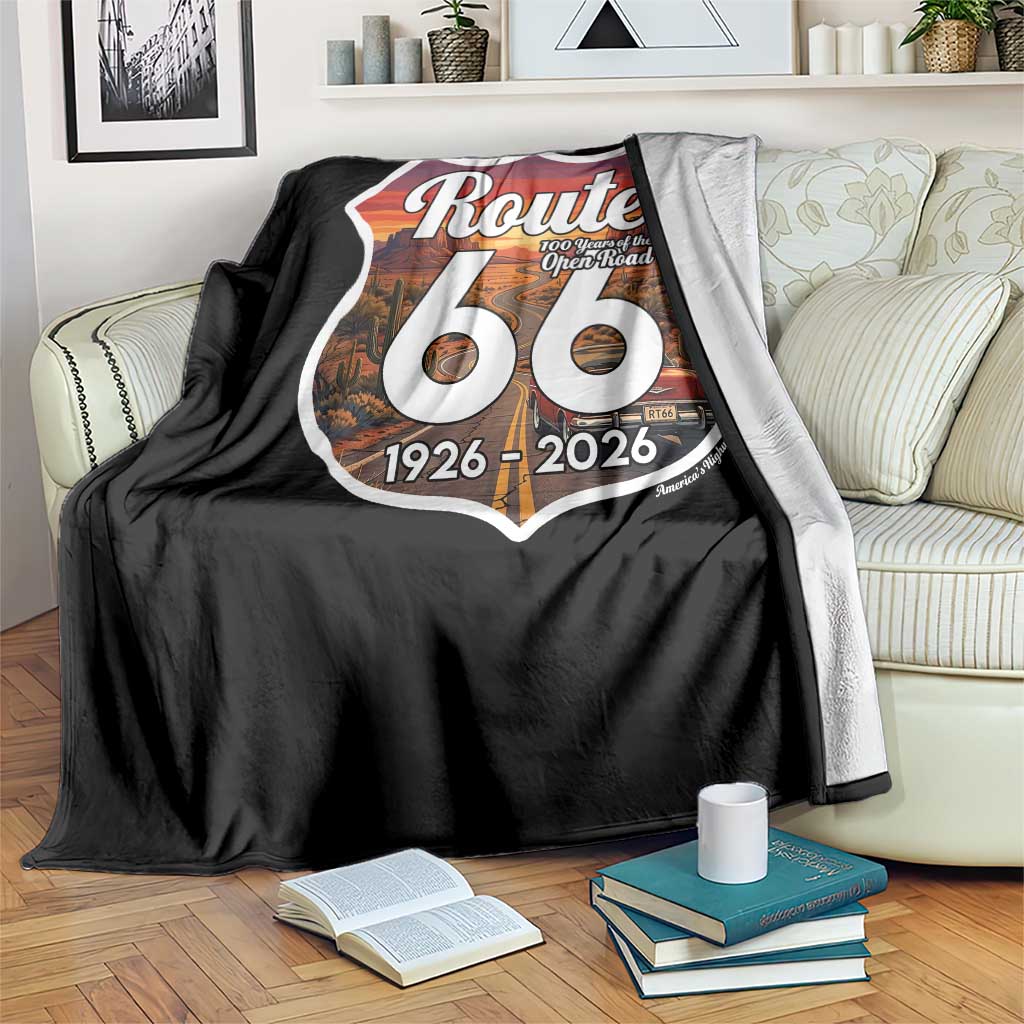 Route Highway 66 Centennial Throw Blanket Vintage Distressed Americas Highway TS12 Print Your Wear