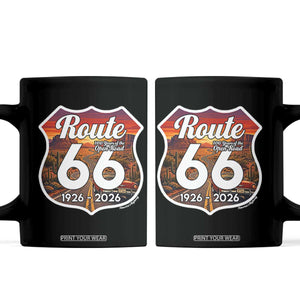 Route Highway 66 Centennial Coffee Mug Vintage Distressed Americas Highway TS12 Black Print Your Wear