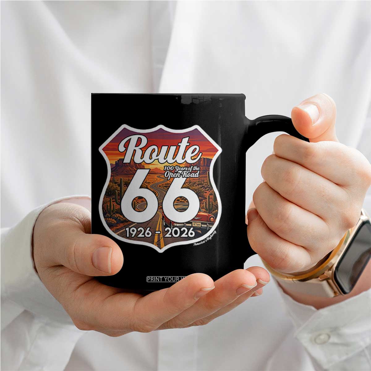 Route Highway 66 Centennial Coffee Mug Vintage Distressed Americas Highway TS12 Print Your Wear