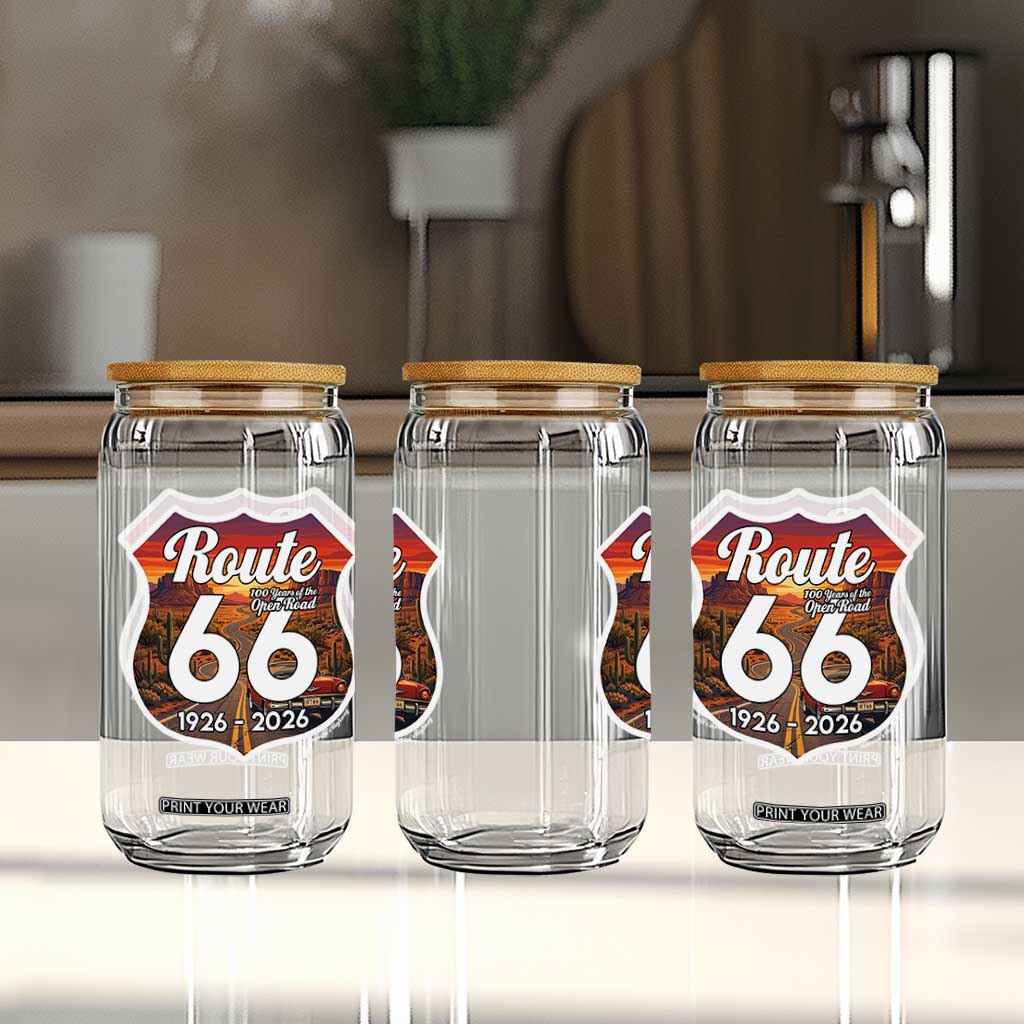 Route Highway 66 Centennial Glass Can Vintage Distressed Americas Highway TS12 Print Your Wear