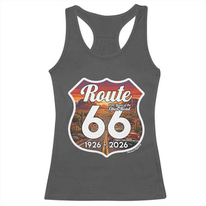 Route Highway 66 Centennial Racerback Tank Top Vintage Distressed Americas Highway TS12 Dark Heather Print Your Wear