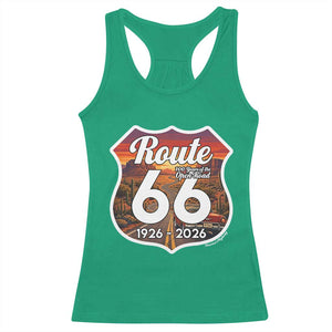 Route Highway 66 Centennial Racerback Tank Top Vintage Distressed Americas Highway TS12 Irish Green Print Your Wear
