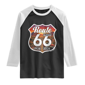 Route Highway 66 Centennial Raglan Shirt Vintage Distressed Americas Highway TS12 Black White Print Your Wear