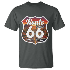 Route Highway 66 Centennial T Shirt Vintage Distressed Americas Highway TS12 Dark Heather Print Your Wear