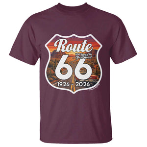 Route Highway 66 Centennial T Shirt Vintage Distressed Americas Highway TS12 Maroon Print Your Wear