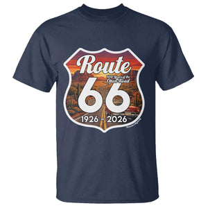 Route Highway 66 Centennial T Shirt Vintage Distressed Americas Highway TS12 Navy Print Your Wear