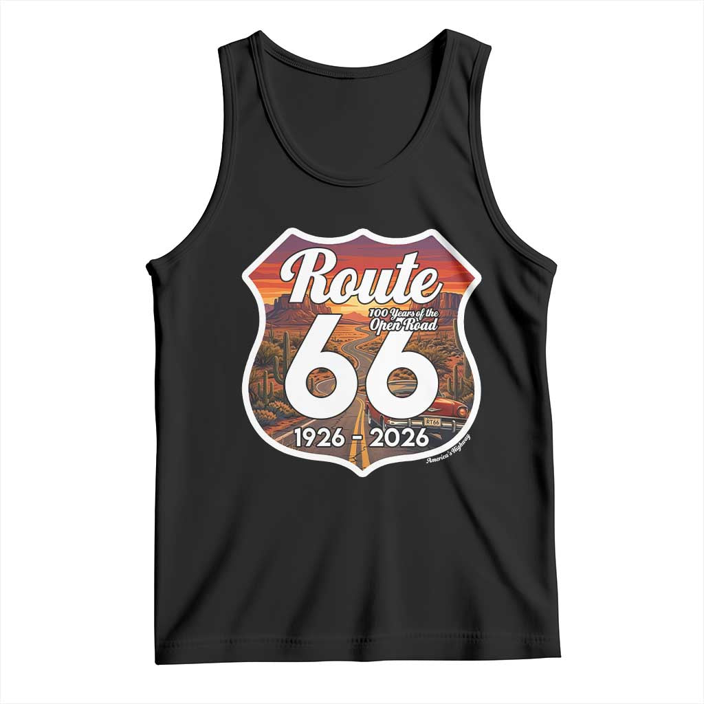 Route Highway 66 Centennial Tank Top Vintage Distressed Americas Highway TS12 Black Print Your Wear