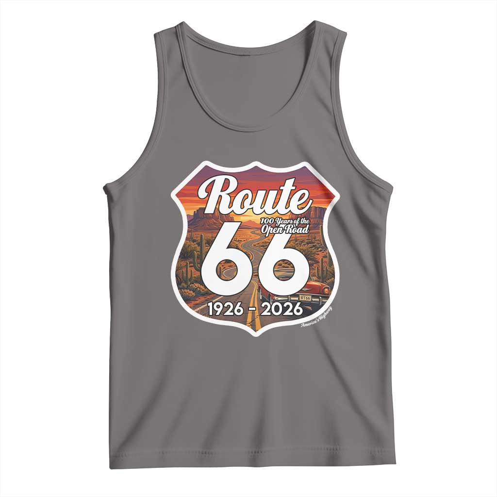 Route Highway 66 Centennial Tank Top Vintage Distressed Americas Highway TS12 Deep Heather Print Your Wear