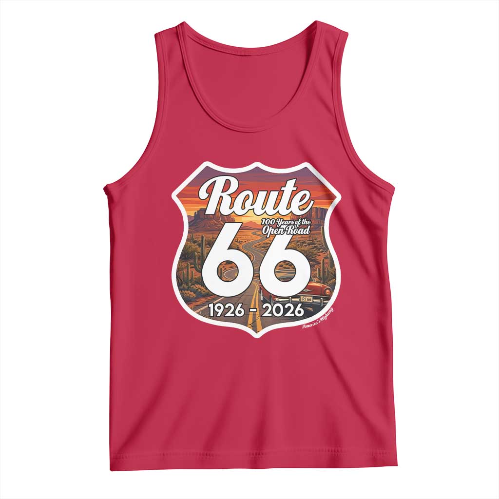 Route Highway 66 Centennial Tank Top Vintage Distressed Americas Highway TS12 Red Print Your Wear