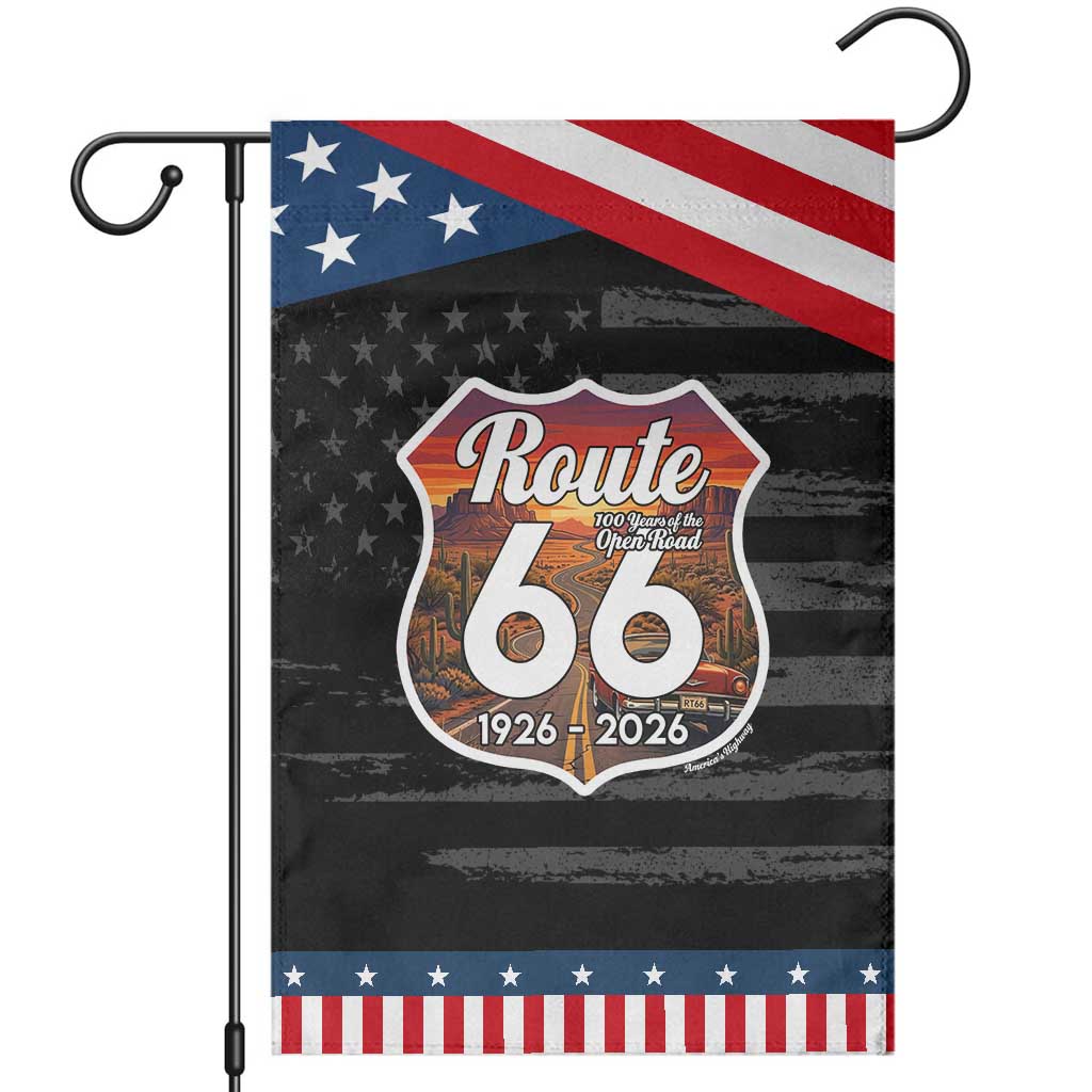 Route Highway 66 Centennial Garden Flag Vintage Distressed Americas Highway TS12 Distressed Black Blue Print Your Wear
