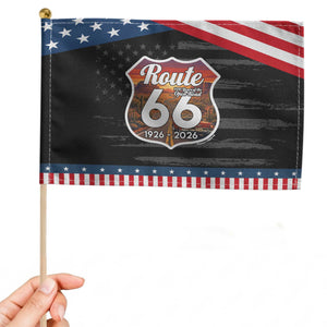 Route Highway 66 Centennial Patriotic Handheld Flag Vintage Distressed Americas Highway TS12 Distressed 8.2" × 5.5" Black Blue Print Your Wear
