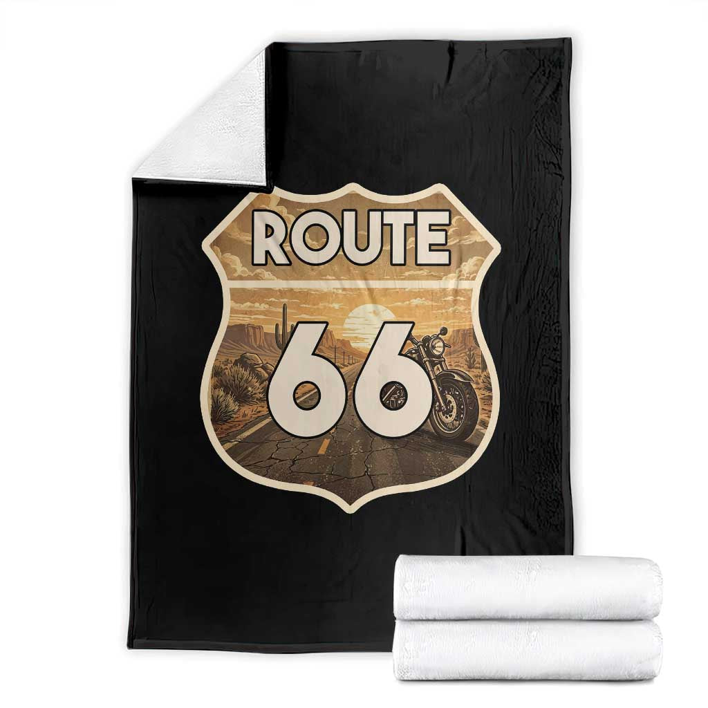 Vintage Motorcycle Road Trip Route Highway 66 Throw Blanket Open Road Adventure TS12 Black Print Your Wear
