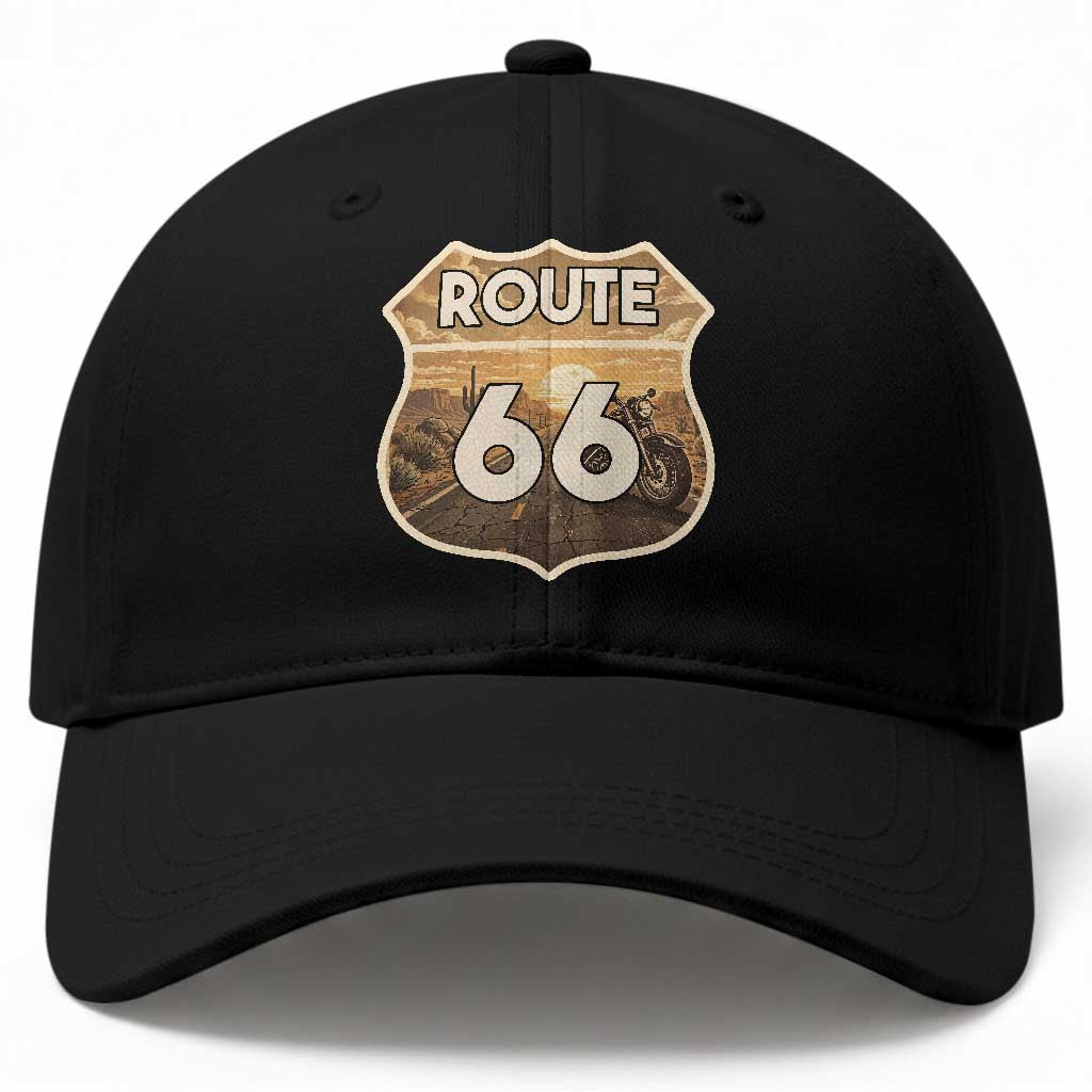 Vintage Motorcycle Road Trip Route Highway 66 Baseball Cap Open Road Adventure TS12 Print Your Wear