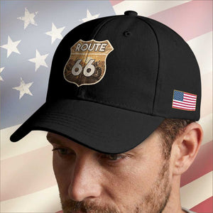 Vintage Motorcycle Road Trip Route Highway 66 Baseball Cap Open Road Adventure TS12 Print Your Wear