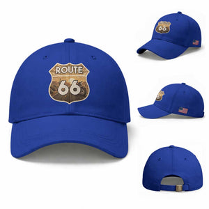 Vintage Motorcycle Road Trip Route Highway 66 Baseball Cap Open Road Adventure TS12 Baseball Cap Universal Fit Royal Blue Print Your Wear