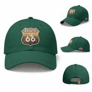Vintage Motorcycle Road Trip Route Highway 66 Baseball Cap Open Road Adventure TS12 Baseball Cap Universal Fit Irish Green Print Your Wear