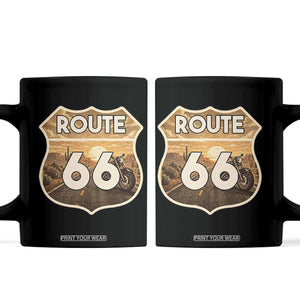 Vintage Motorcycle Road Trip Route Highway 66 Coffee Mug Open Road Adventure TS12 Black Print Your Wear