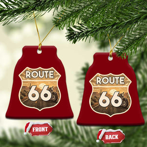 Vintage Motorcycle Road Trip Route Highway 66 Ceramic Ornament Open Road Adventure TS12 Print Your Wear