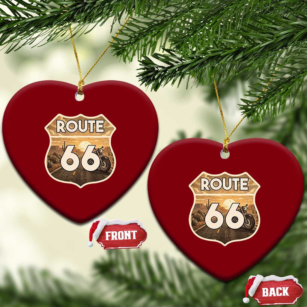 Vintage Motorcycle Road Trip Route Highway 66 Ceramic Ornament Open Road Adventure TS12 Print Your Wear